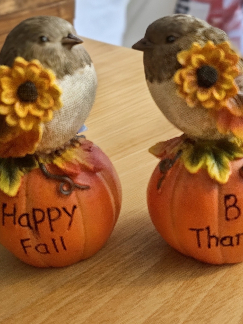 Autumn Bird on Pumpkin Fall Decorative Accent - Orange